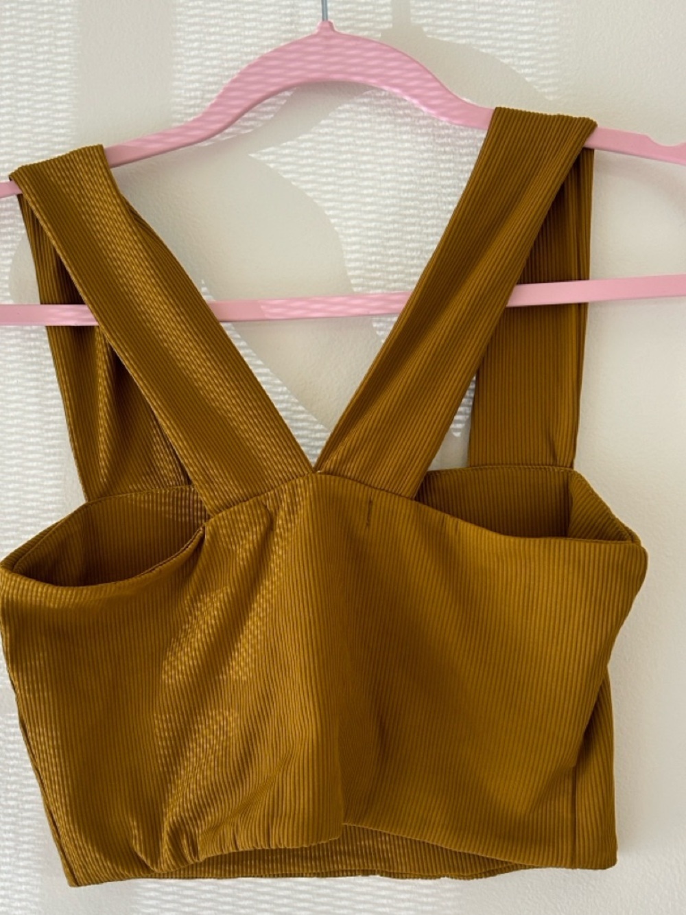 Zara Mustard Square-Neck Ribbed Crop Top - Picture 3 of 5